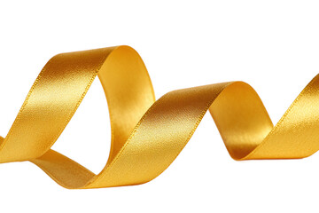 Golden ribbon isolated on transparent background, a symbol of celebration