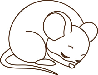 Illustration of Sleeping Mouse vector outline
