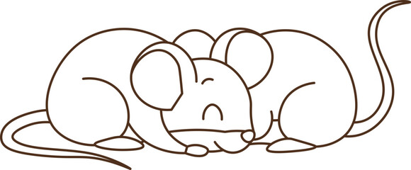 Illustration of Two Mice Sleeping vector outline