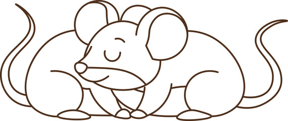 Illustration of Two Mice Sleeping vector outline