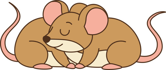 Fototapeta premium Illustration of Two Mice Sleeping vector shape and outline