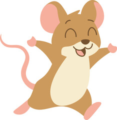Cartoon Illustration of a Happy Mouse is jumping vector shape