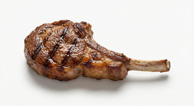 Grilled tomahawk beef steak isolated on white background