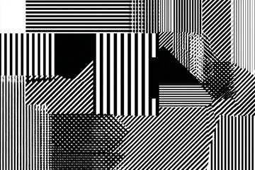 Monochrome halftone geometry with clean stripes, contemporary vector elements, isolated on white background