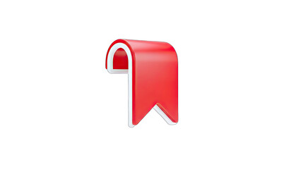 Red Bookmark Icon on White Background