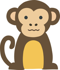 Cute cartoon monkey sitting mascot illustration on white background.