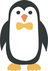 Cute Minimalist Penguin Illustration Wearing a Yellow Bowtie.