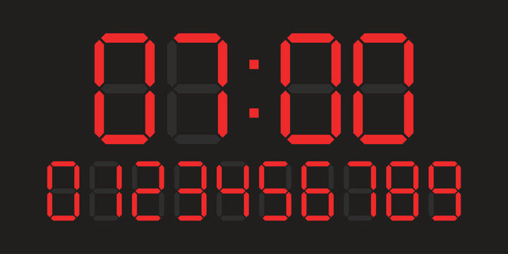 Calculator digital numbers. Digital clock number. Counter, clock, calculator. Vector illustration.