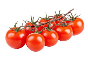 Cluster of fresh cherry tomatoes isolated on transparent background