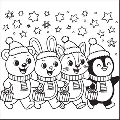 Christmas bold and easy black and white coloring pages