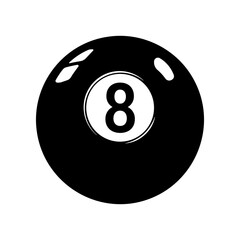 Black pool 8 ball isolated without background.