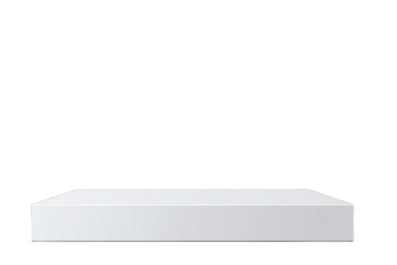 Minimalist white platform isolated on transparent background for product display