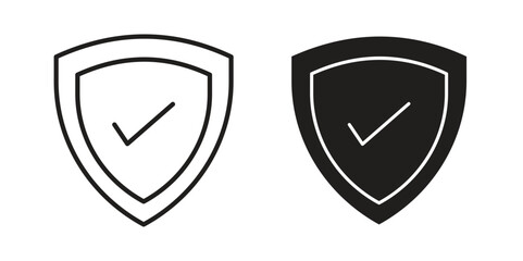 Shield check icon flat simple icon. Liner version - stock vector.