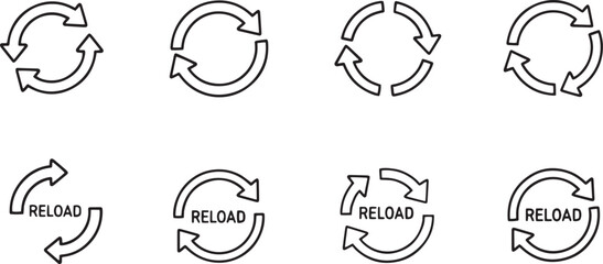 Line Art Reload and Refresh Icons Set