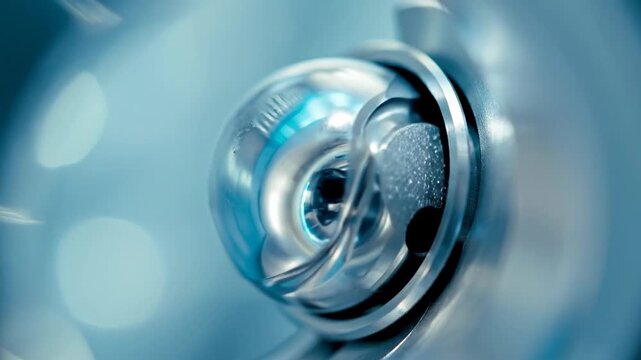 Close-up of a chrome control knob with reflective bokeh lighting.