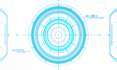 Futuristic blue HUD circular interface with clean digital technology elements minimal sci fi UI background vector abstract modern design