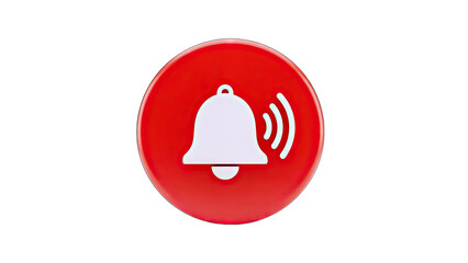 Notification Bell Icon with Sound Waves on Red Circle