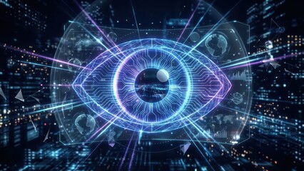 Futuristic Digital Eye Interface. Ai generation