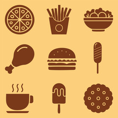 Fast food icons in flat style vector