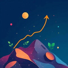 vector illustration of a night landscape