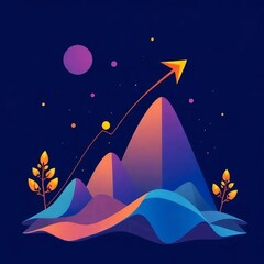 vector illustration of a night landscape