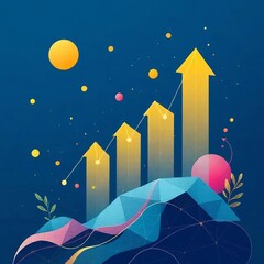 illustration of business graph with arrow