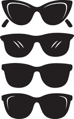 A stylish collection of diverse black sunglasses silhouettes for fashion and summer wear