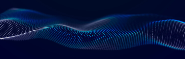 Futuristic wave with points. Big data. Dynamic wave background. 3d rendering