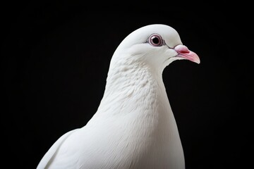 white dove isolated on black background