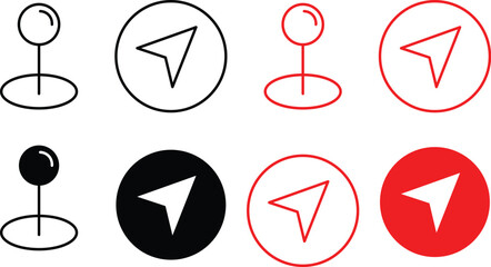 Map pin location icon set. Map pointers. Map markers. pointer GPS location symbol. Set of location pin icons on transparent background
