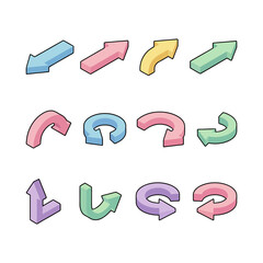 Isometric Arrows Vector Set Featuring Clean Flat Design And 3D Perspective For Business Infographics, Charts, And Directional Diagrams