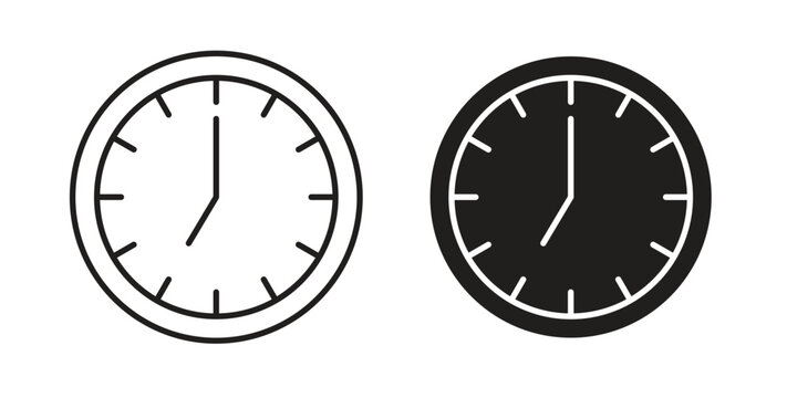 Clock seven icons designs can be used for mobile, ui, websites