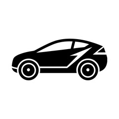 Naklejka premium Ultra Minimal Futuristic Electric Vehicle Icon with Refined Black Line Automotive Style Vector illustration