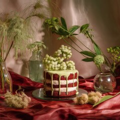 Elegant Dessert Still Life with Flowers and Natural Light