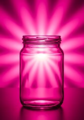 Magenta Radiance Empty Glass Jar Illuminated by Central Glowing Light