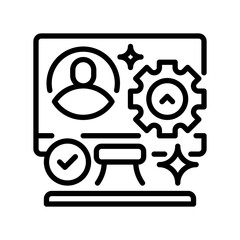 User Management Line Icon, Outline Symbol for Account Control, Access Roles, Permission Settings, Profile Administration, and System Oversight. Vector Sign Icon.