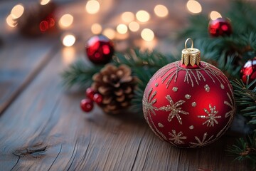 christmas decoration on wooden background