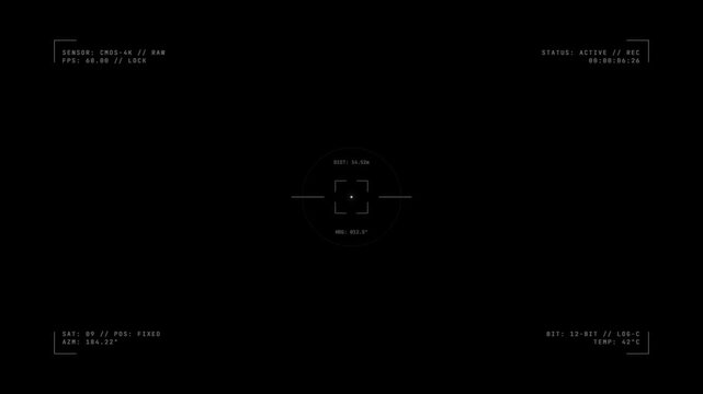 Camera Viewfinder HUD Overlay Digital camera viewfinder recording overlay with HUD data interface