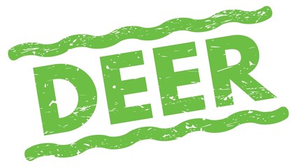 DEER text on green lines stamp sign.
