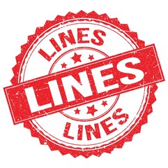 LINES text on red round stamp sign