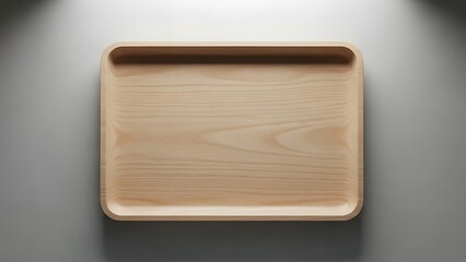Minimalist wooden tray on a neutral background presenting clean aesthetics
