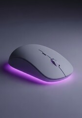 Minimalistic wireless computer mouse with vibrant violet led illumination