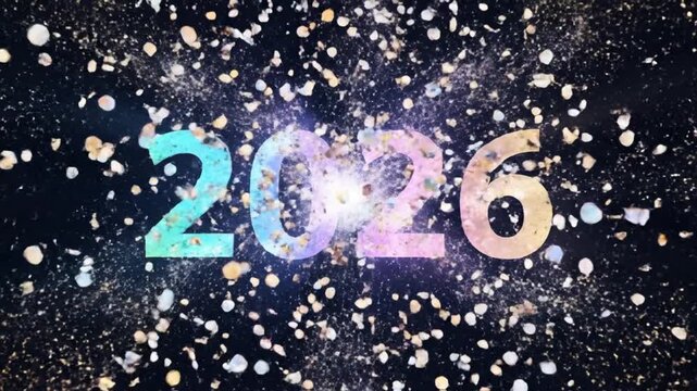 dynamic countdown timer for new year celebration with colorful explosive particles