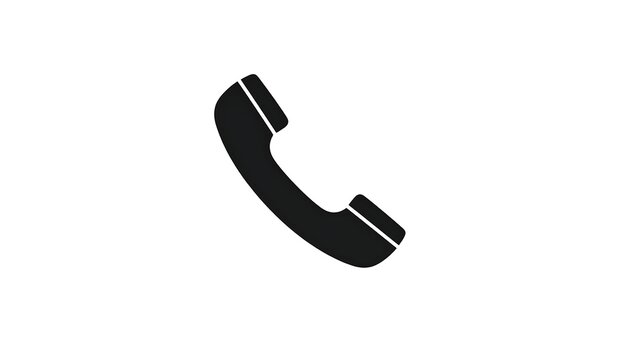 Black phone receiver silhouette with curved handle, set against a plain white background