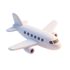 Minimal 3d jet airplane icon on transparent background for navigation UI, airport services, travel planning, cargo logistics, ticketing banners, presentations, and infographic design
