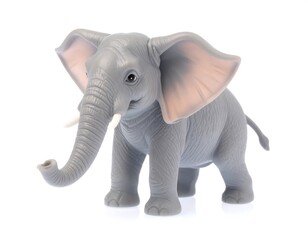 Obraz premium Gray plastic elephant figurine with large ears and raised trunk