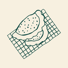 hand drawn empanada cartoon illustration