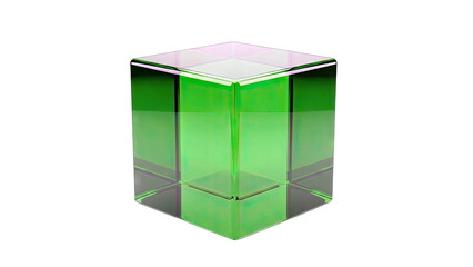 Green Glass Cube Isolated on White Background