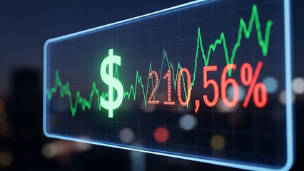 Stock market growth displayed on digital screen