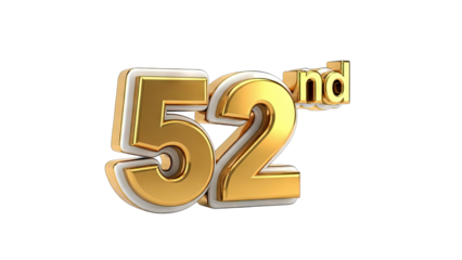 Golden 52nd Anniversary Celebration on White Background